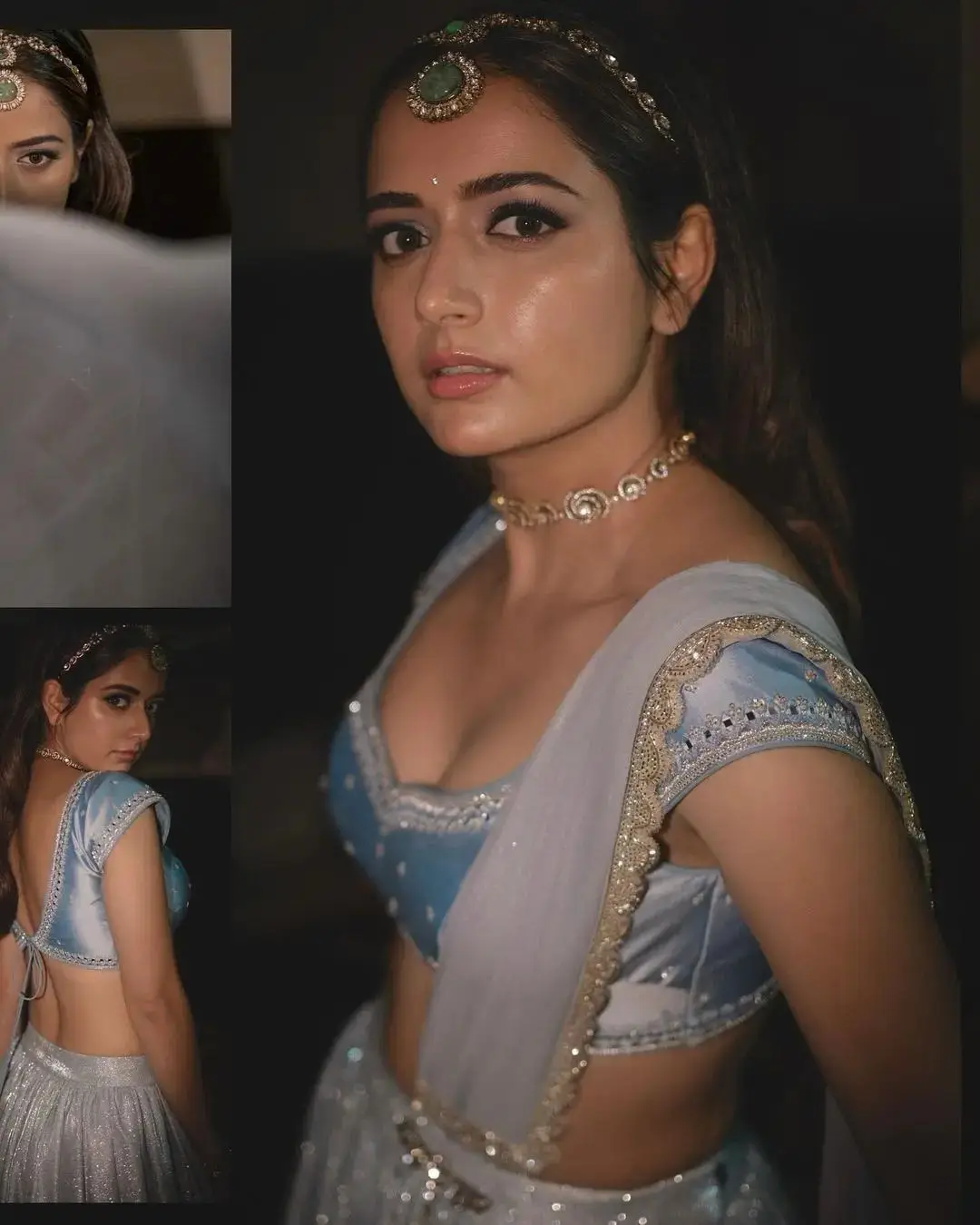 Ashika Ranganath in Blue Lehenga Choli